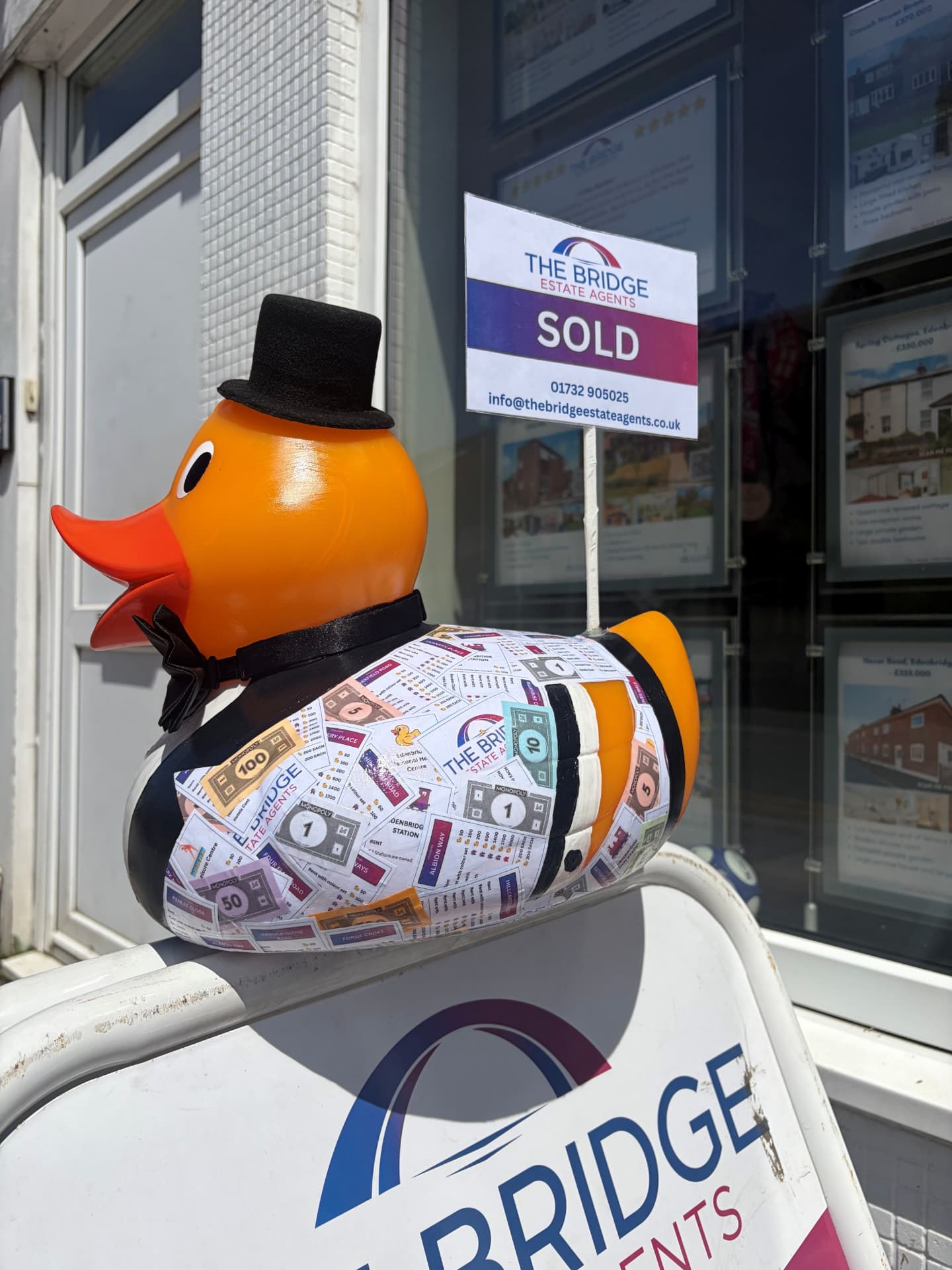 The Bridge duck race duck on the river at Edenbridge